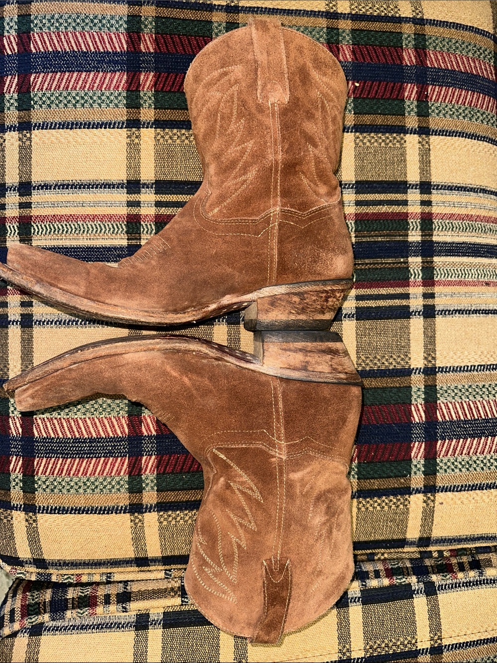 Dan Post Women’s 6.5 Brown Suede Western Cowboy Boots Embroidered Snip Toe - Picture 3 of 9
